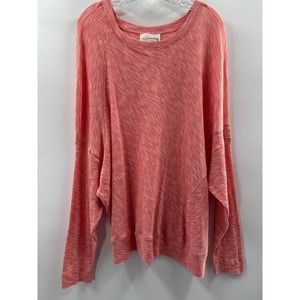 Anthropologie Women's Long Sleeve Dolman Sleeve Knit Top Heathered Coral Size 1X